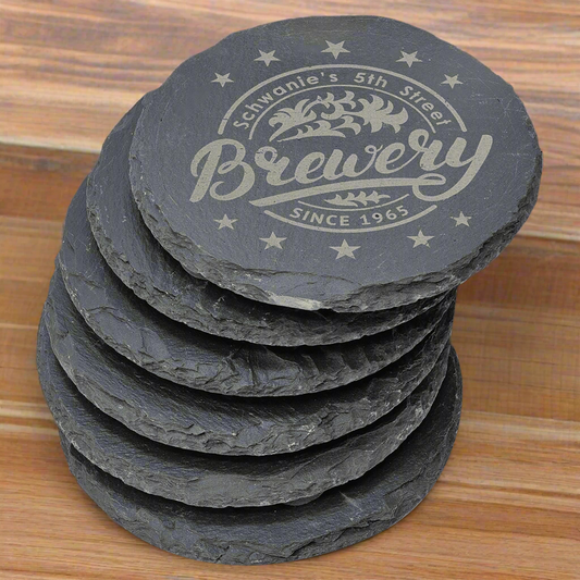 Customized 3" Slate Coaster Set-6 piece