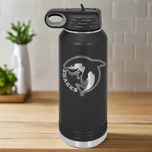 Customized - 32 oz. Black Water Bottle